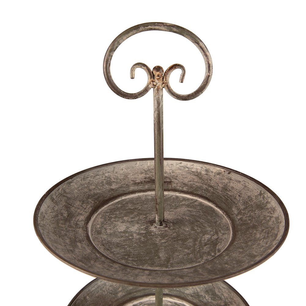 Etagère 2 laags Ø 28x53 cm grijs groen metaal