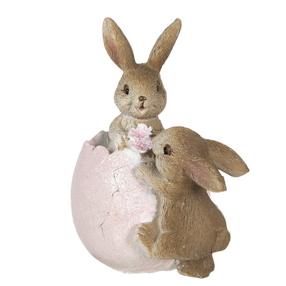Beeld Konijn 10 cm Bruin Roze Kunststof Woonaccessoires