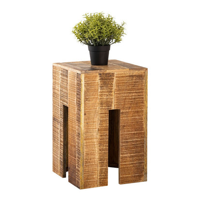 Bijzettafel kruk vierkant 28x45x28 cm massief mangohout