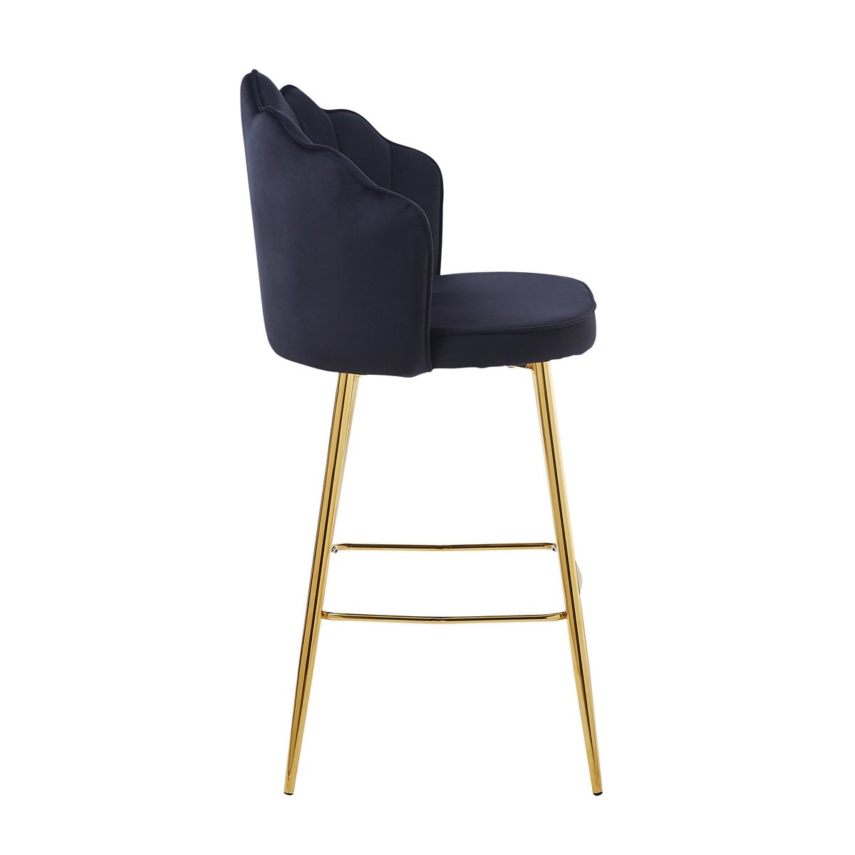 Set of 2 bar stools with shell design in black velvet