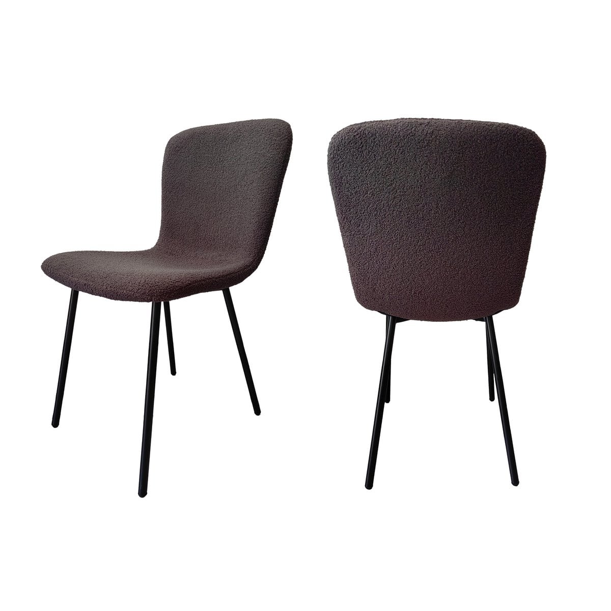 Eetkamerstoelen set van 4 bouclé donkergrijs