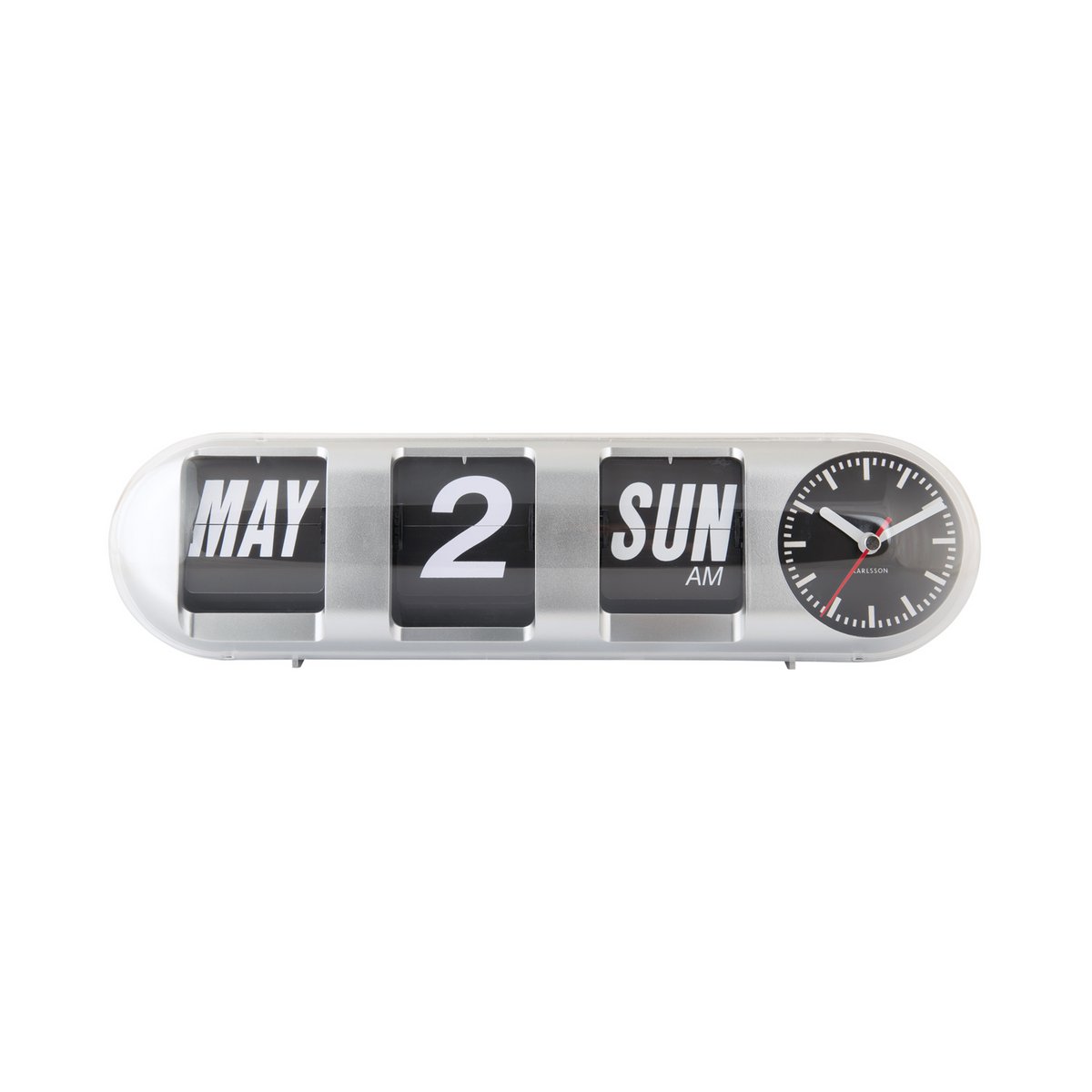 Wandklok Tube Flip 38 cm zilver plastic