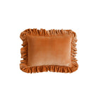 Soft velvet cushion with ruffle "Caramel"