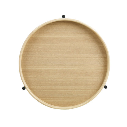 Bijzettafel Ø 44 cm eiken MDF zwart