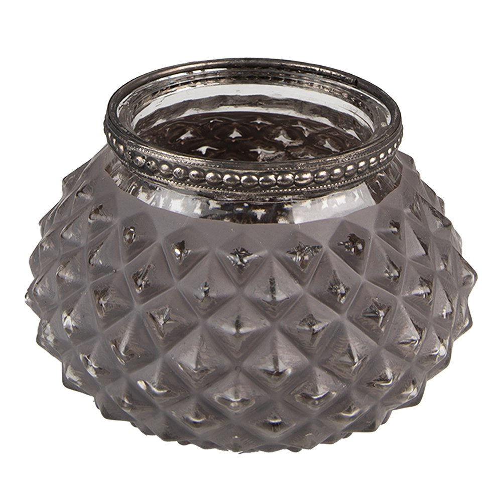 Tealight Holder Ø 11x8 cm Grey Glass Votive Holder