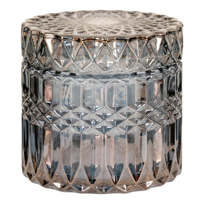 Potten glas gerookt Ø9x8,5 cm set van 2