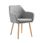 Fauteuil structuurstof lichtgrijs massief eikenhout