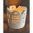 Theelichthouder 10 cm wit oranje grijs