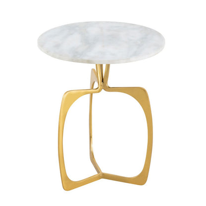 Bijzettafel Metaal Rond Met Marmerblad Zilver Of Goud