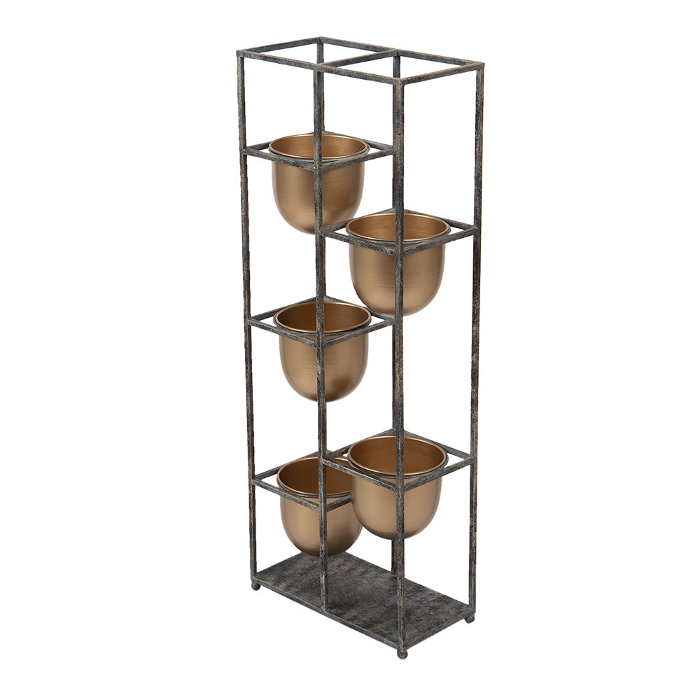 Bloempot 80 cm Goudkleurig Zwart Metaal Bloempot Binnen