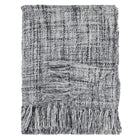 Plaid 130x170 cm grijs geweven met franjes