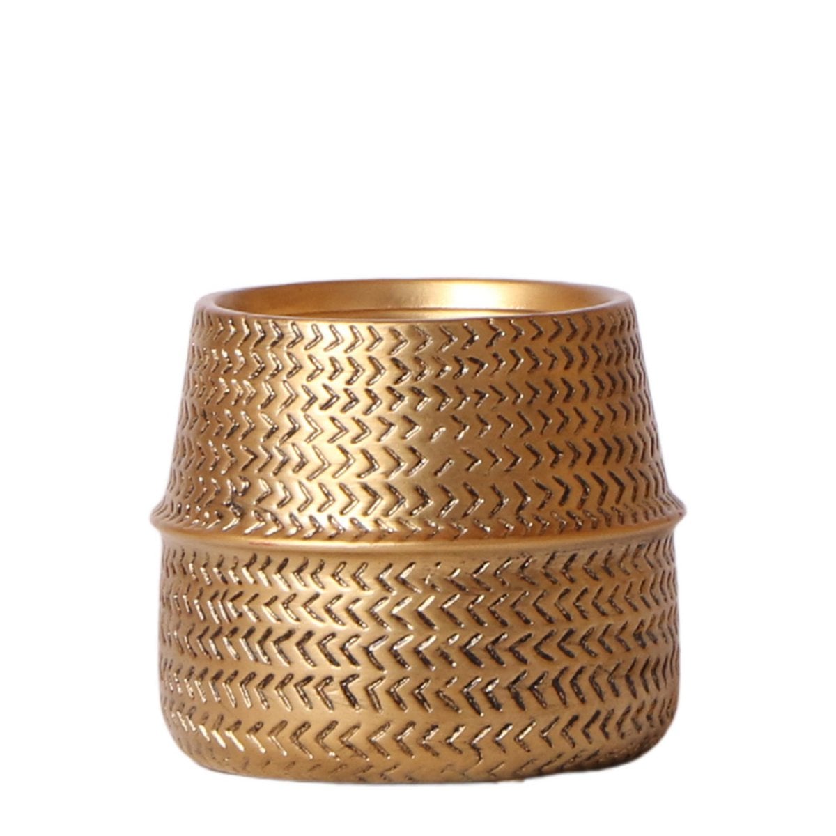 Groove Bloempot van Keramiek – Goud – Potmaat Ø9 cm