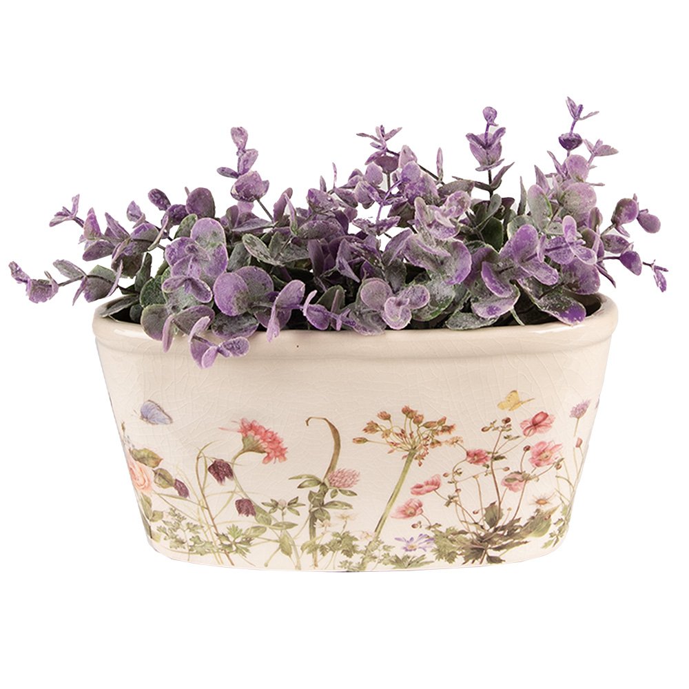 Bloempot 23x10x11 cm roze beige keramiek