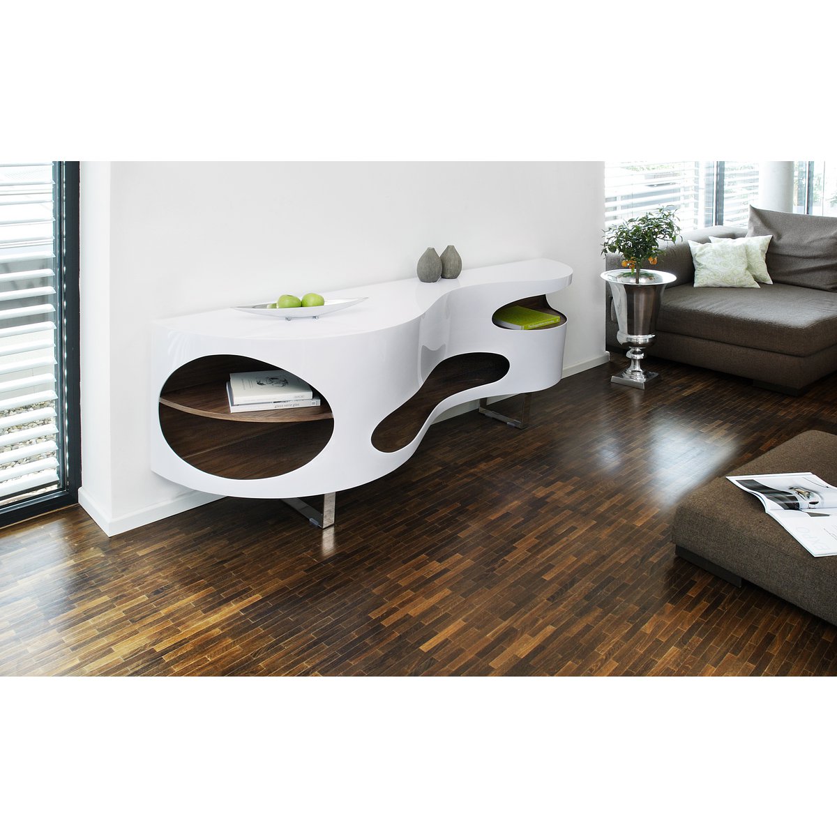 Dressoir 200x50x60 cm wit walnoot metaal MDF