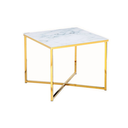 Bijzettafel 50x50x42 cm goud marmerlook
