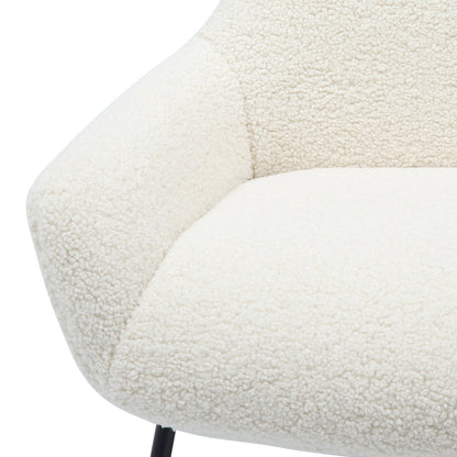 Fauteuil met kruk teddybont beige