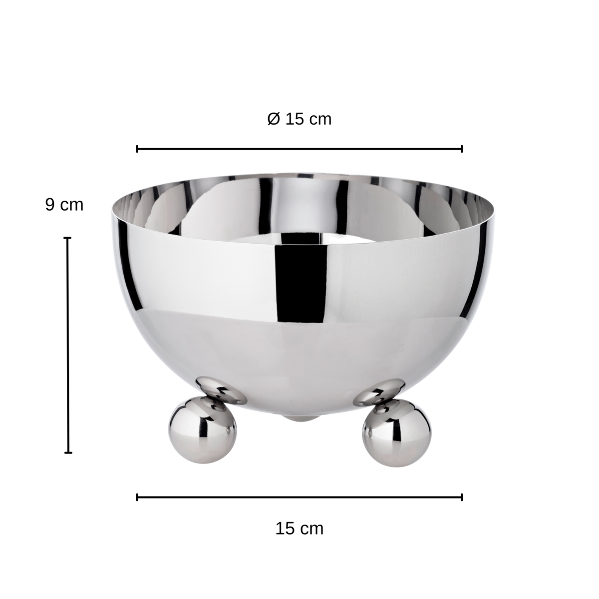 Schaal roestvrij staal 15 cm hoogglans
