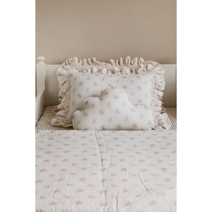 Muslin decorative cushion with ruffle "Boho Flowers"