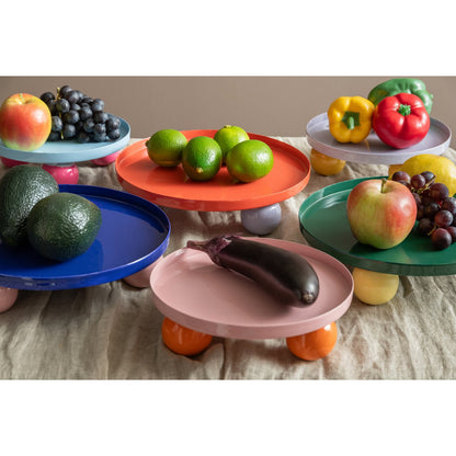 Dienblad rond ijzer blauw 25 cm