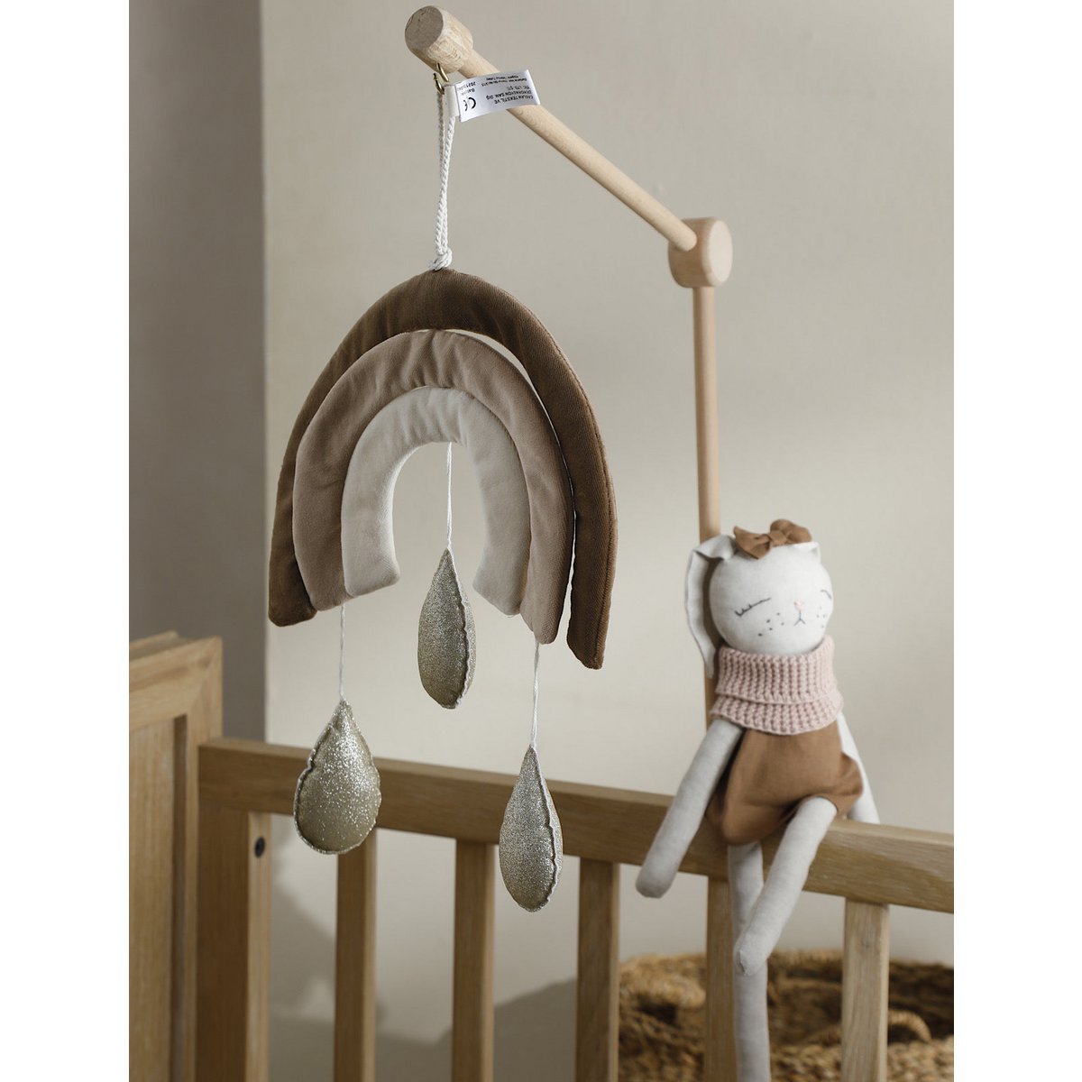 Wanddecor regenboog 30x20x35 cm fluweel bruin beige gebroken wit