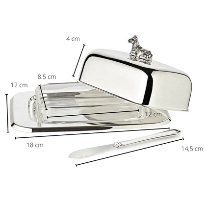 Botervloot 13x18x8 cm verzilverd met botermes