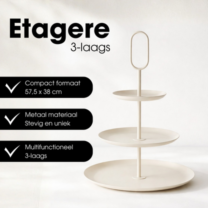 Etagère 3 niveaus Ø38x55 cm ijzer beige