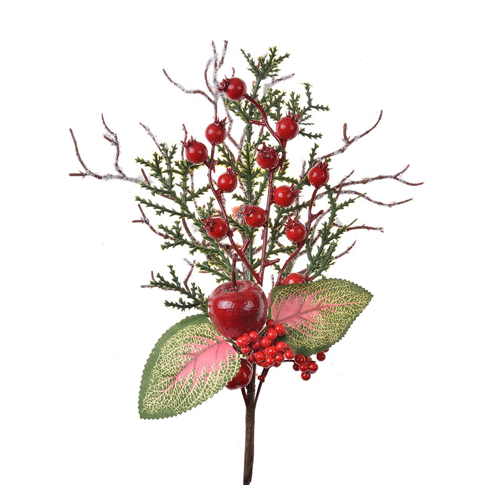 Decoratie Tak 37 cm Rood Groen Kunststof Kerstdecoratie