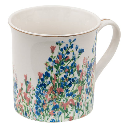Mok 330 ml keramiek blauw bloemenprint