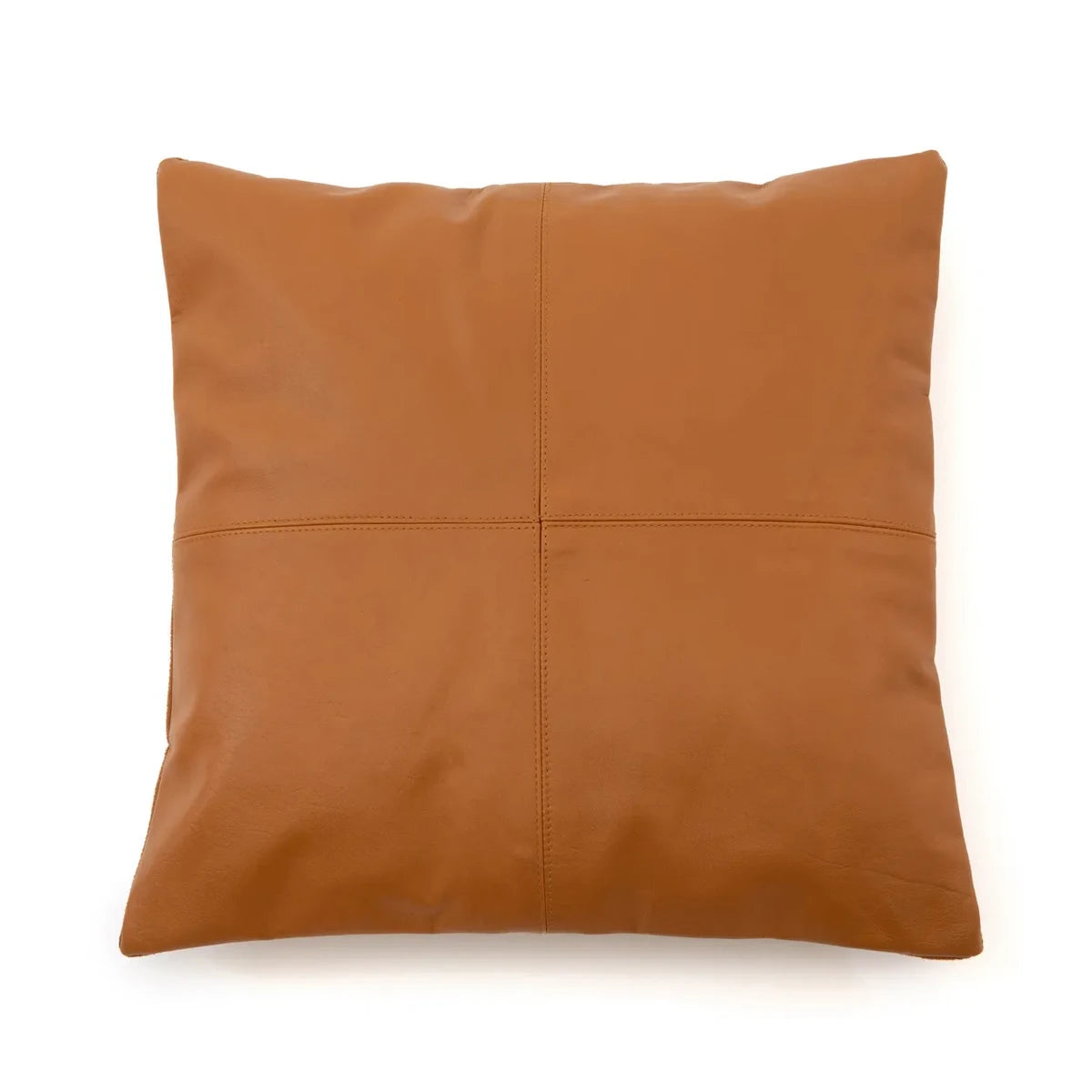 Vierpaneels Leren Kussenhoes Camel Met Luxe Textuur 40x40