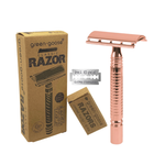 Scheerset safety razor roze goud 10 mesjes