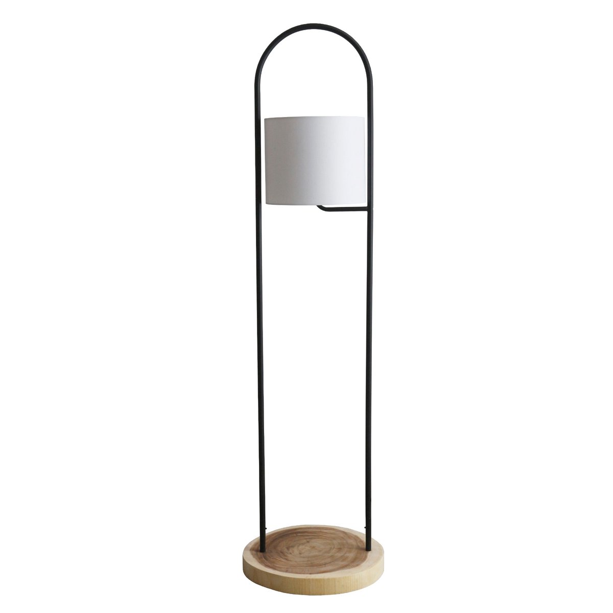 Vloerlamp acaciahout naturel/wit 153 cm plantenframe