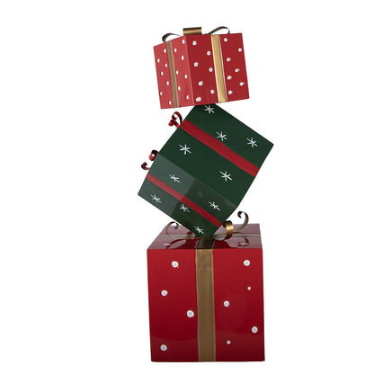 Kerstdecoratie Beeld Cadeau 36x36x90 cm Rood Groen Metaal