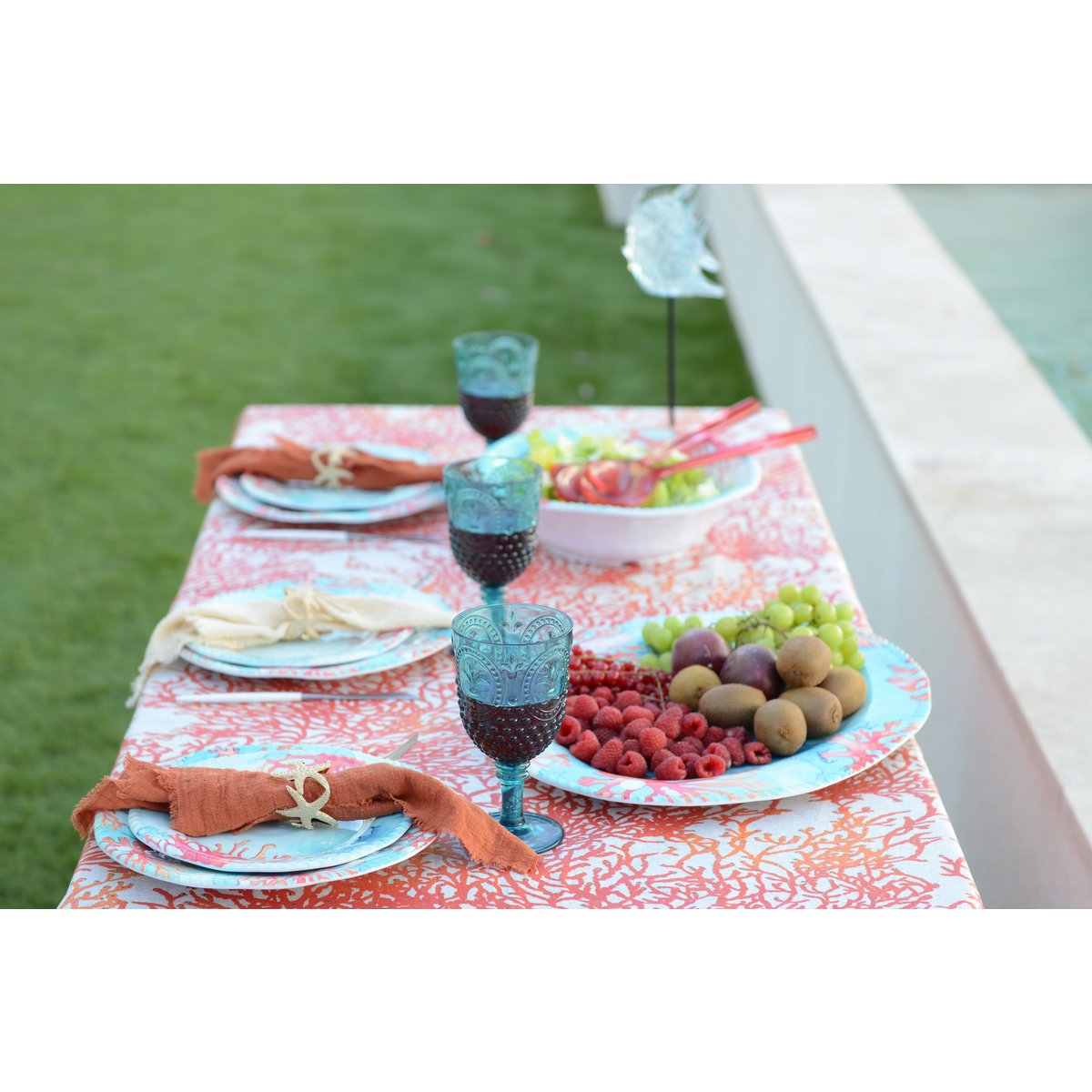 Plateau ovaal 43.5x21x2.5 cm blauw melamine