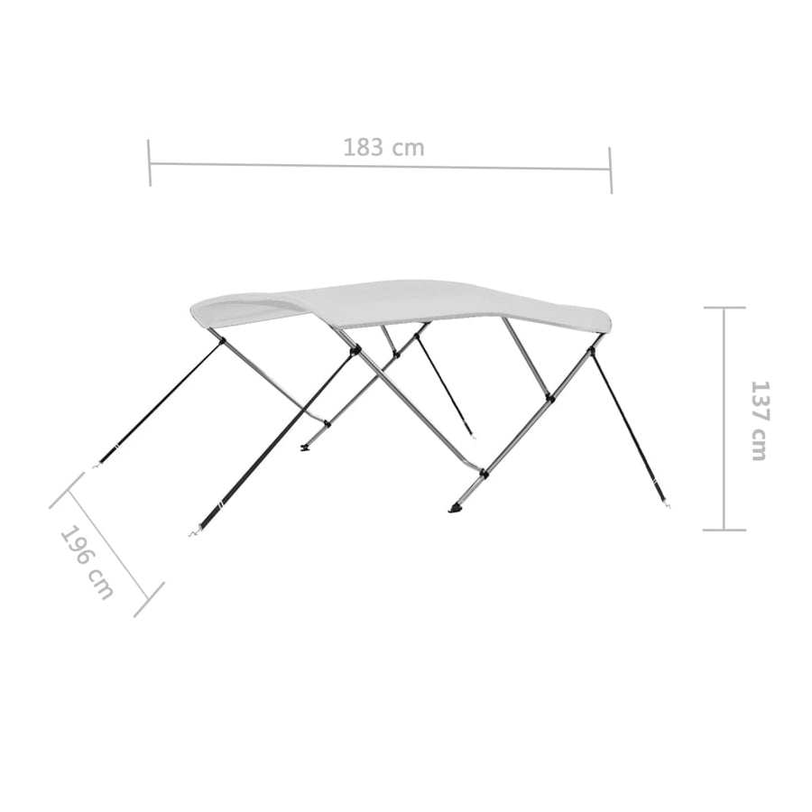 Bimini top 3-bow 183x196x137 cm white