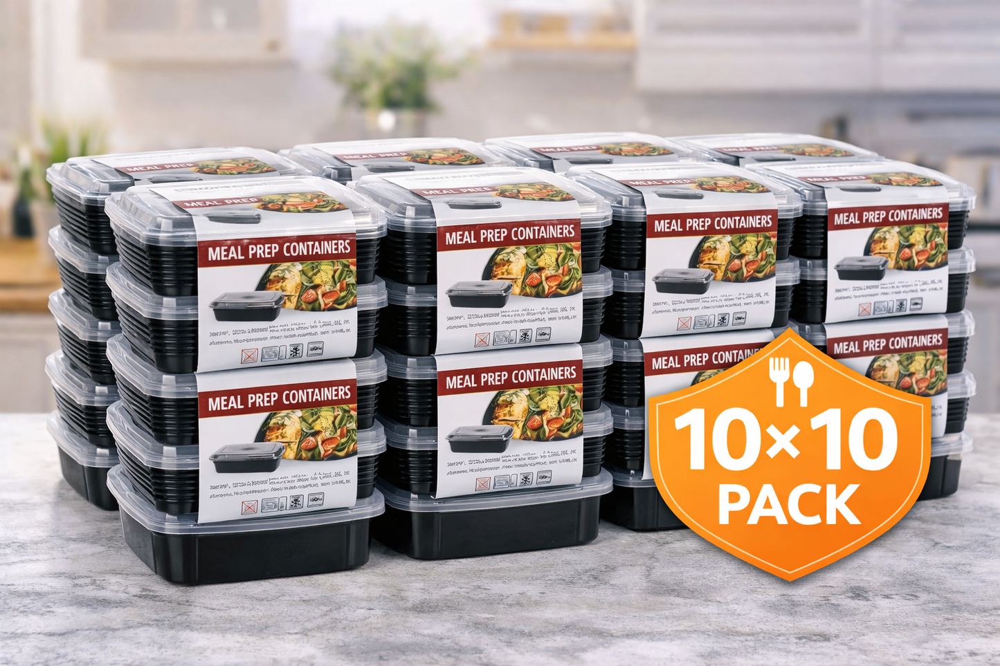 10 x Meal Prep Bakjes 10 Stuks - 1 Compartiment (100stuks)
