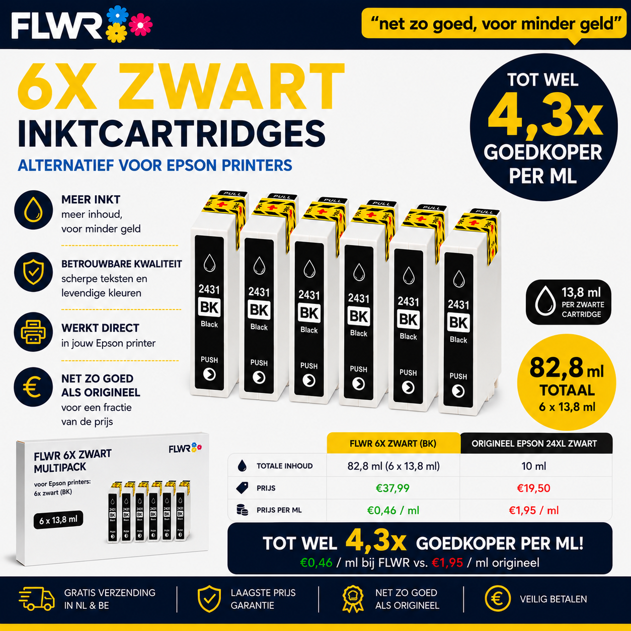 FLWR 24XL cartridges alternatief voor Epson