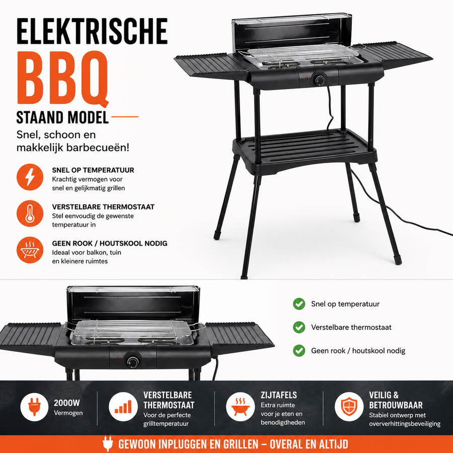 Elektrische barbecue staand 2000W