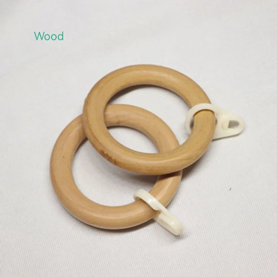 Gordijnringen hout 12 stuks met clip of schroef