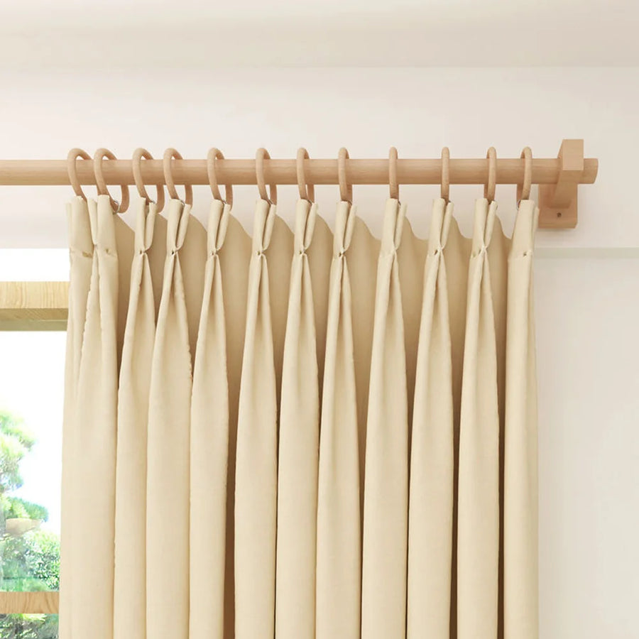 Gordijnringen hout 12 stuks met clip of schroef