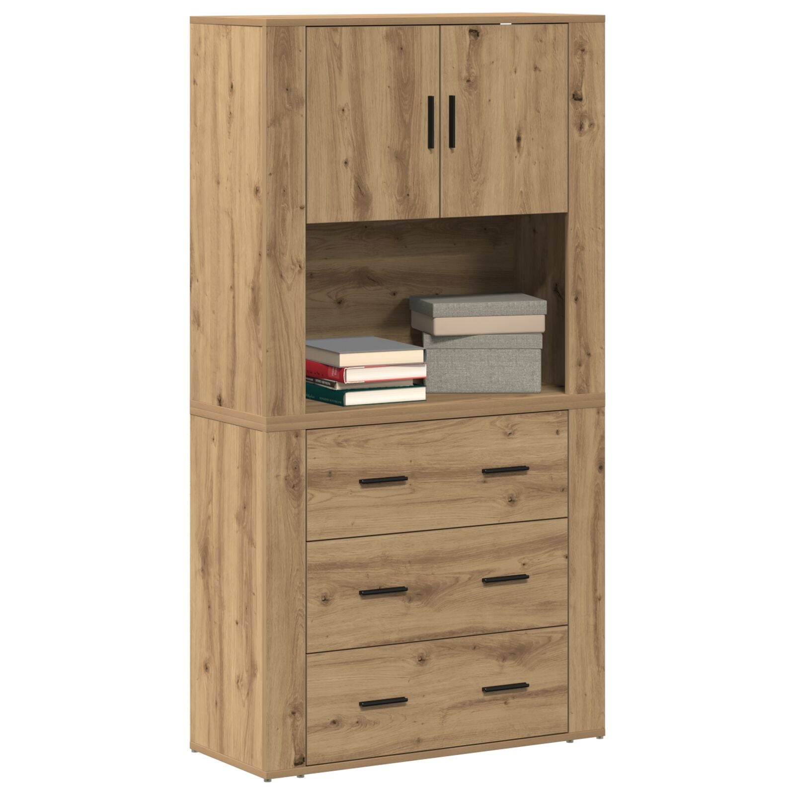 Hoogkast 80X33X150 Cm Bewerkt Hout Artisan eiken