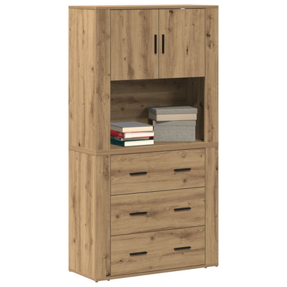 Hoogkast 80X33X150 Cm Bewerkt Hout Artisan eiken