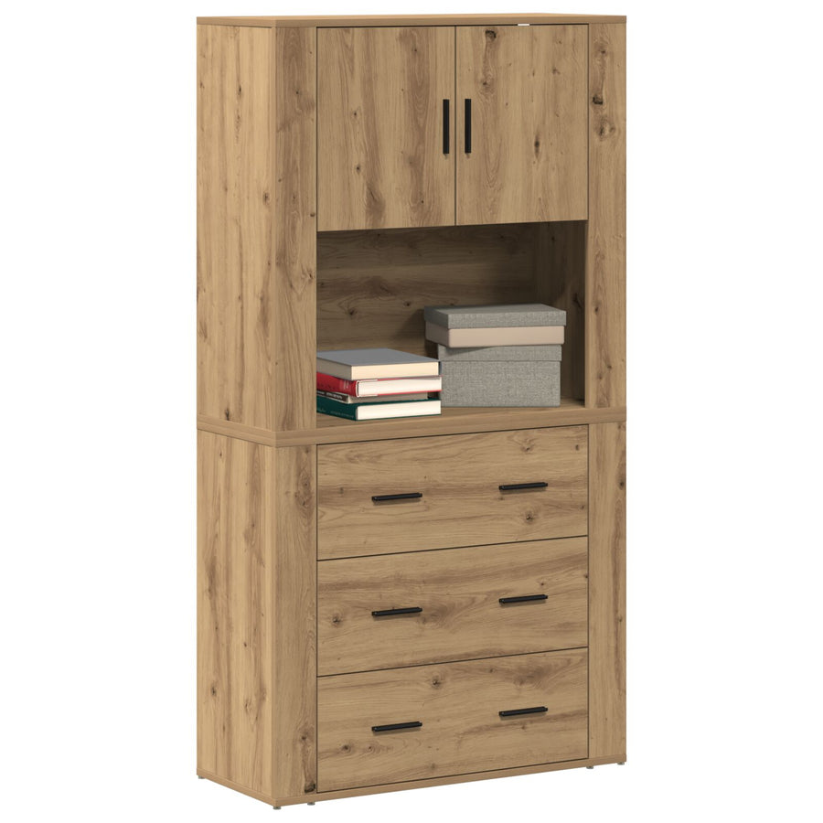 Hoogkast 80X33X150 Cm Bewerkt Hout Artisan eiken