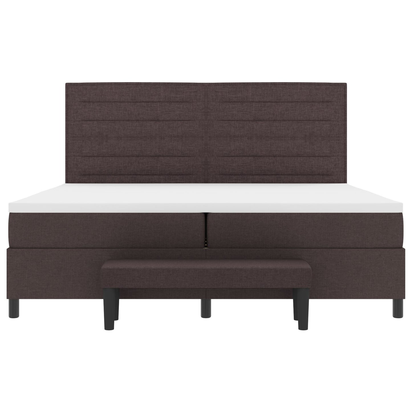 Boxspringbed Met Matras & Bank Stof Donkerbruin 200 x 200 cm Lijnen ontwerp