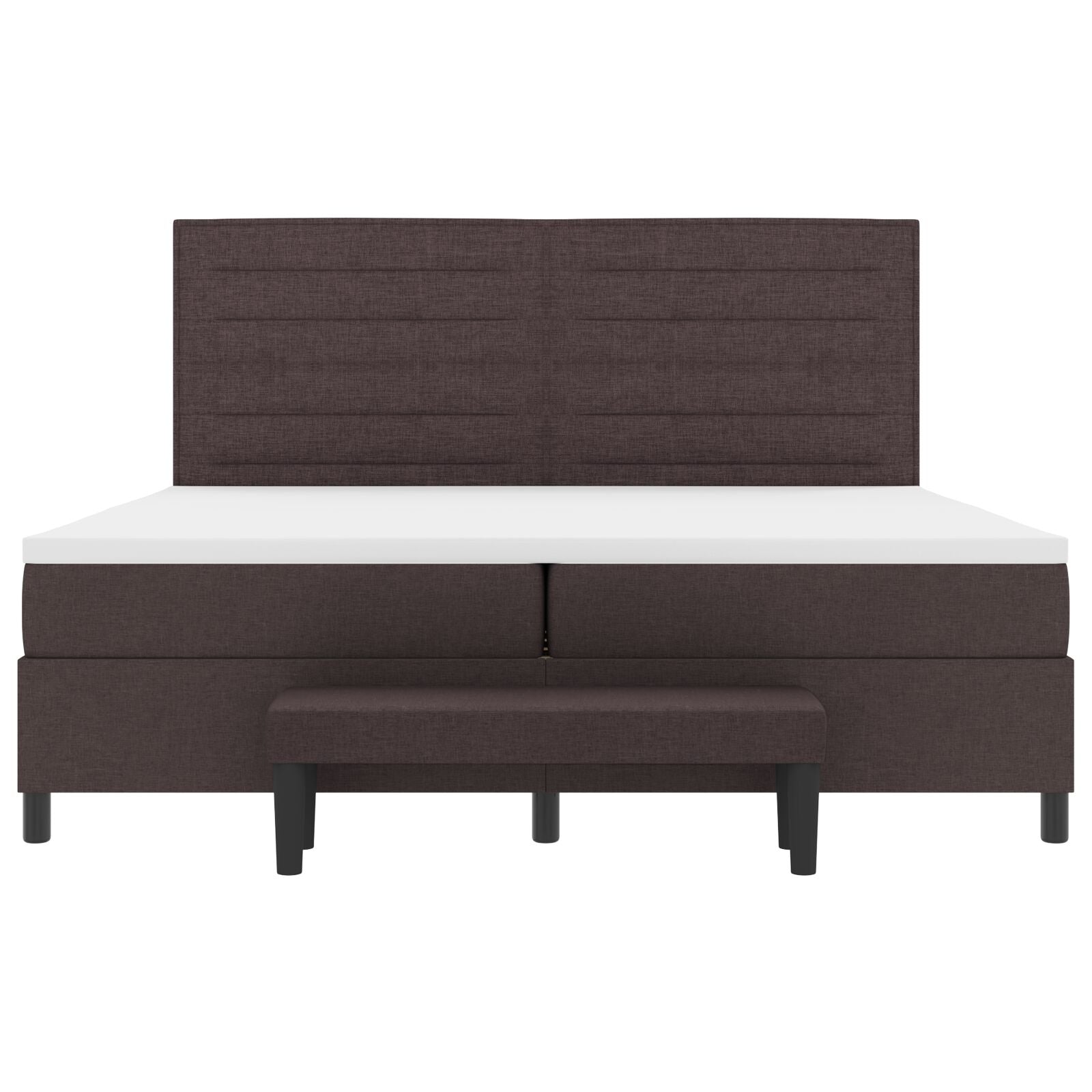 Boxspringbed Met Matras & Bank Stof Donkerbruin 200 x 200 cm Lijnen ontwerp