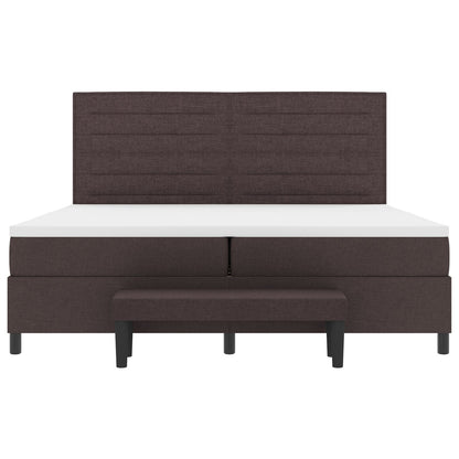 Boxspringbed Met Matras & Bank Stof Donkerbruin 200 x 200 cm Lijnen ontwerp