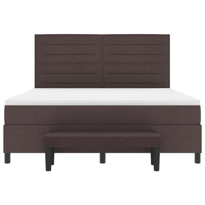 Boxspringbed Met Matras En Bank Stof Donkerbruin 180 x 200 cm Lijnen ontwerp
