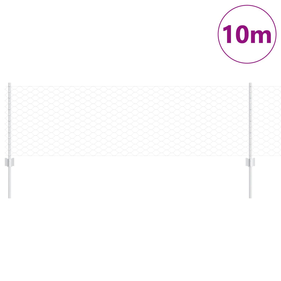 Hek Palen 5 St U-Vorm 60 Cm Gegalvaniseerd Staal,  Hexagonaal Hek 0.6X10 M Gegalvaniseerd Staal