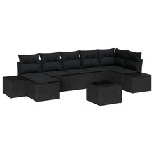 8-Delige Tuin Sofa Set Met Kussens Zwart Poly Rattan