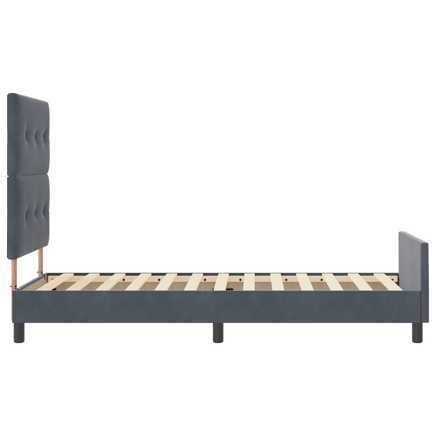 Bedframe Donkergrijs 80X200 Cm Velvet Crème