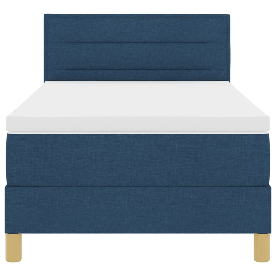 Boxspring Bed Met Matras Stof Blauw 100 x 200 cm Lijnenontwerp